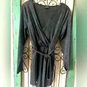 Black Shimmer Wrap Dress